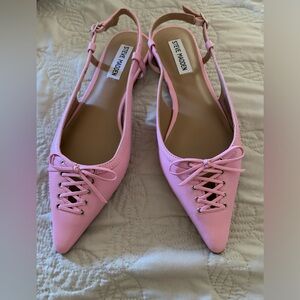 New Steve Madden Reyanne pink leather corset pointed toe flats sling back, 7.5
